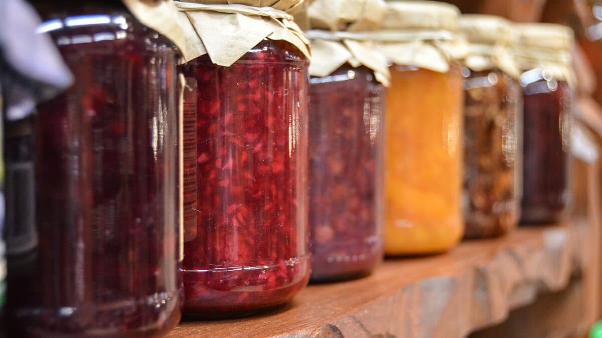 bottles of homemade jam