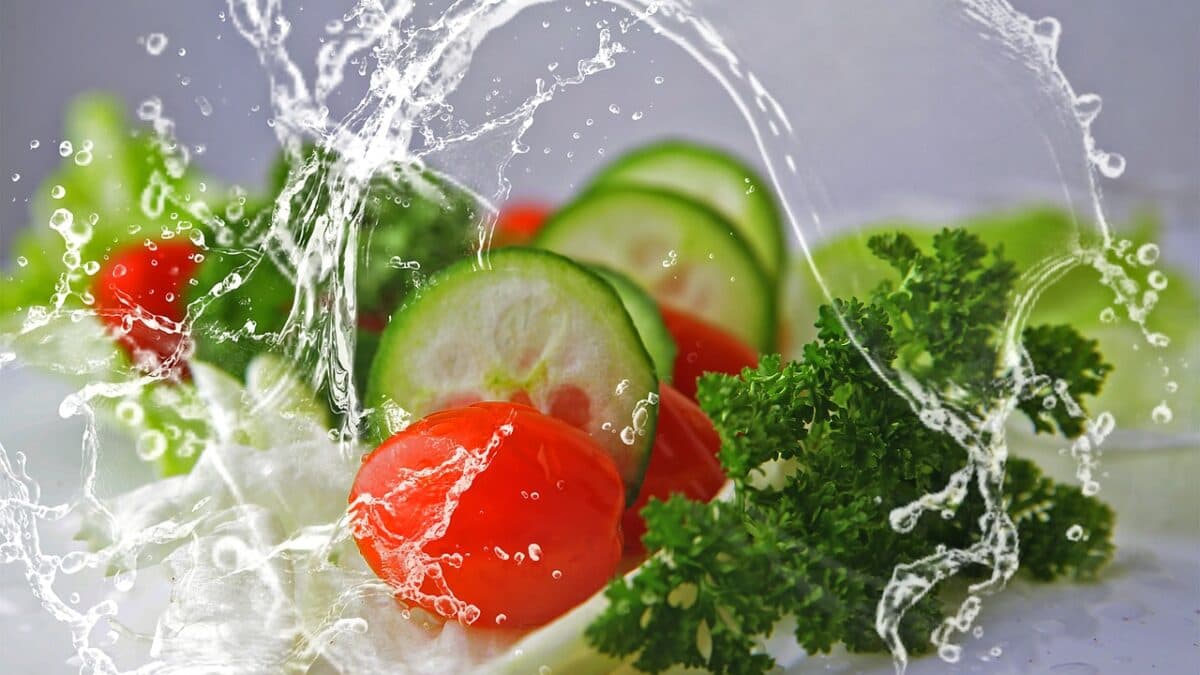 healthy vegetables with splash of water presentation