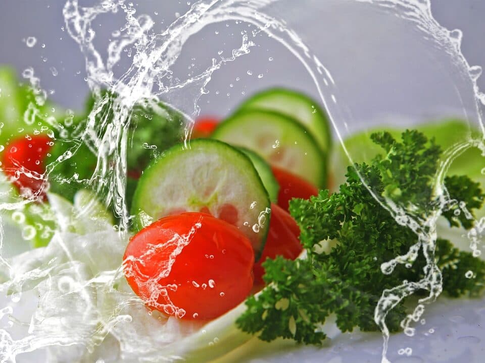 healthy vegetables with splash of water presentation