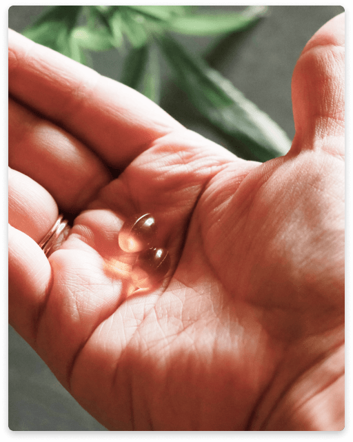 a medicine on palm hand